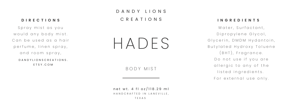 Hades body mist