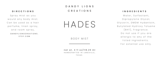 Hades body mist
