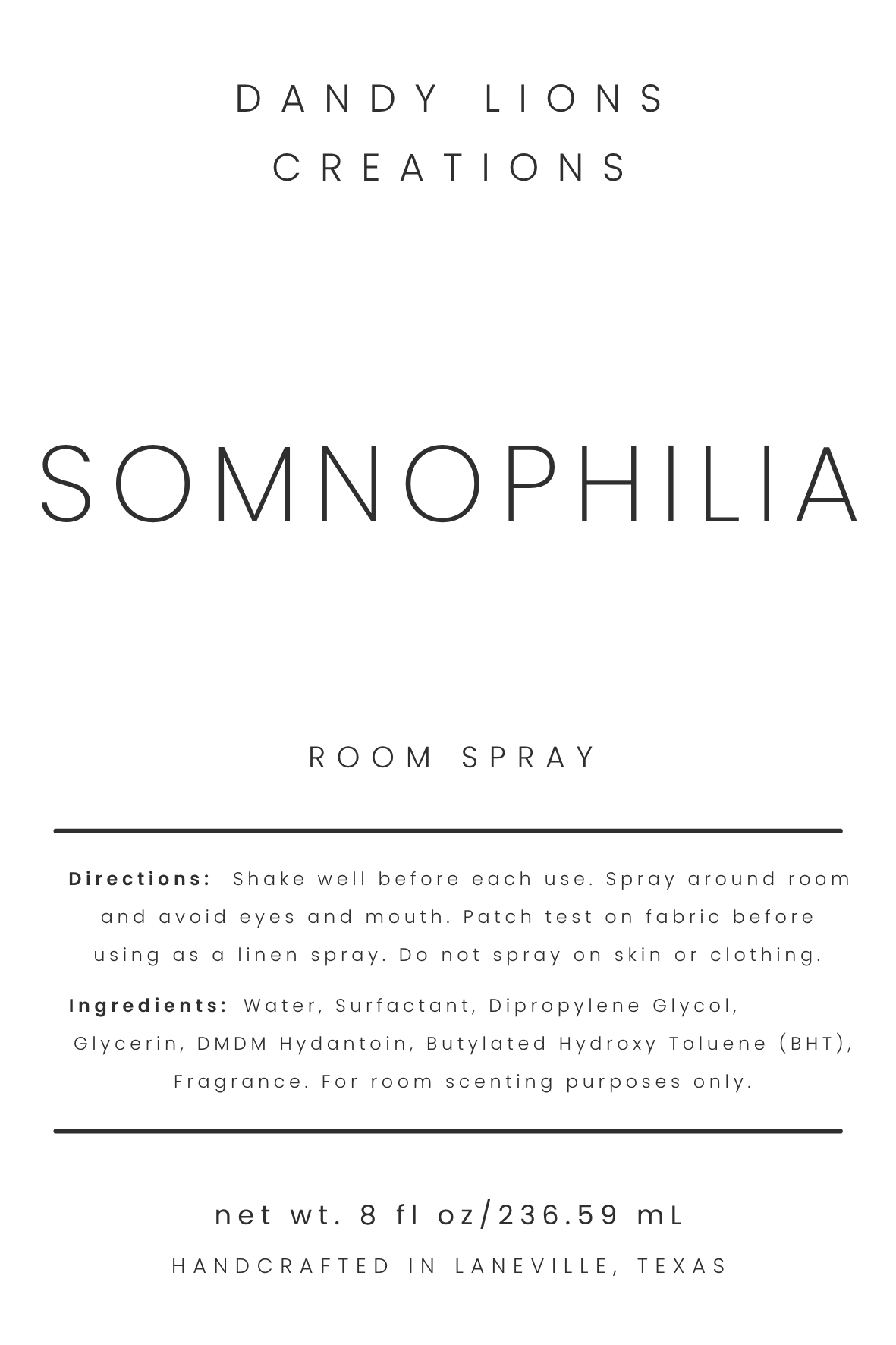 Somnophilia room spray