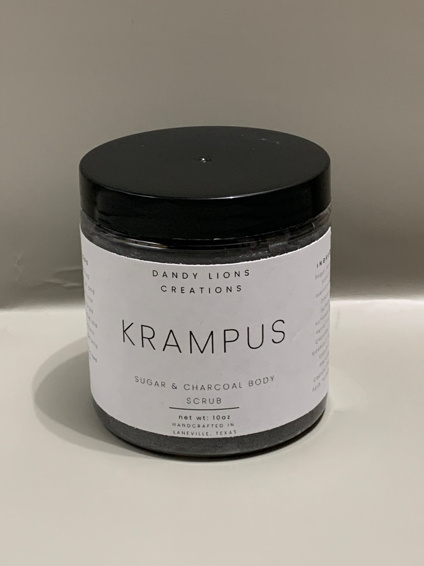 Krampus sugar and charcoal body scrub