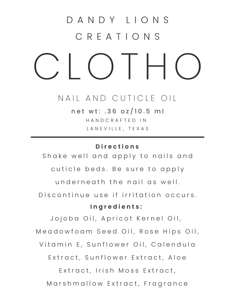 Clotho nail and cuticle oil