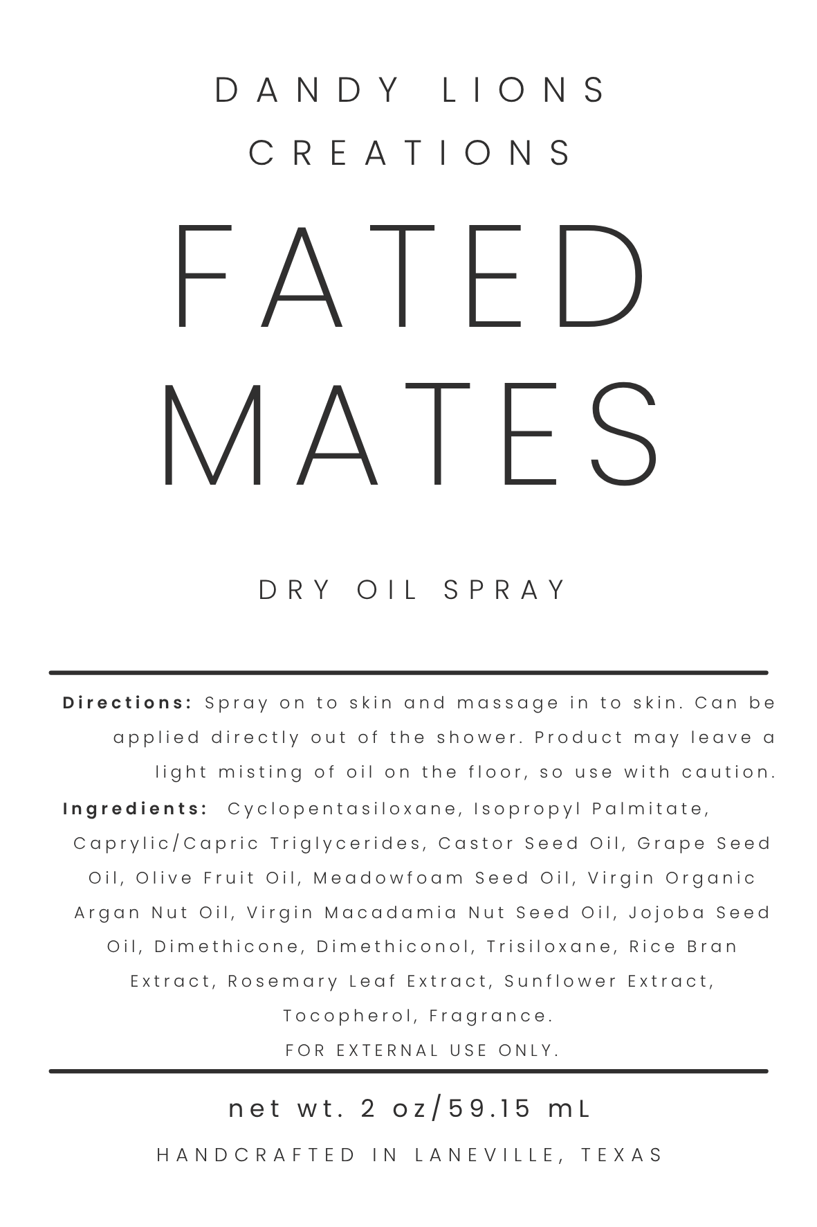 Fated Mates dry oil spray