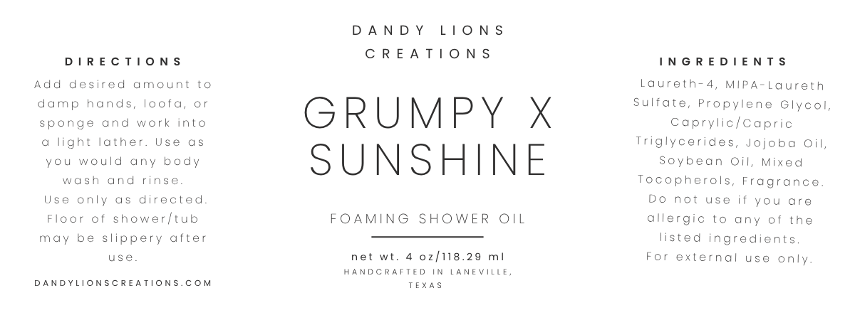 Grumpy x Sunshine foaming shower oil