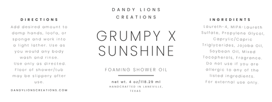 Grumpy x Sunshine foaming shower oil