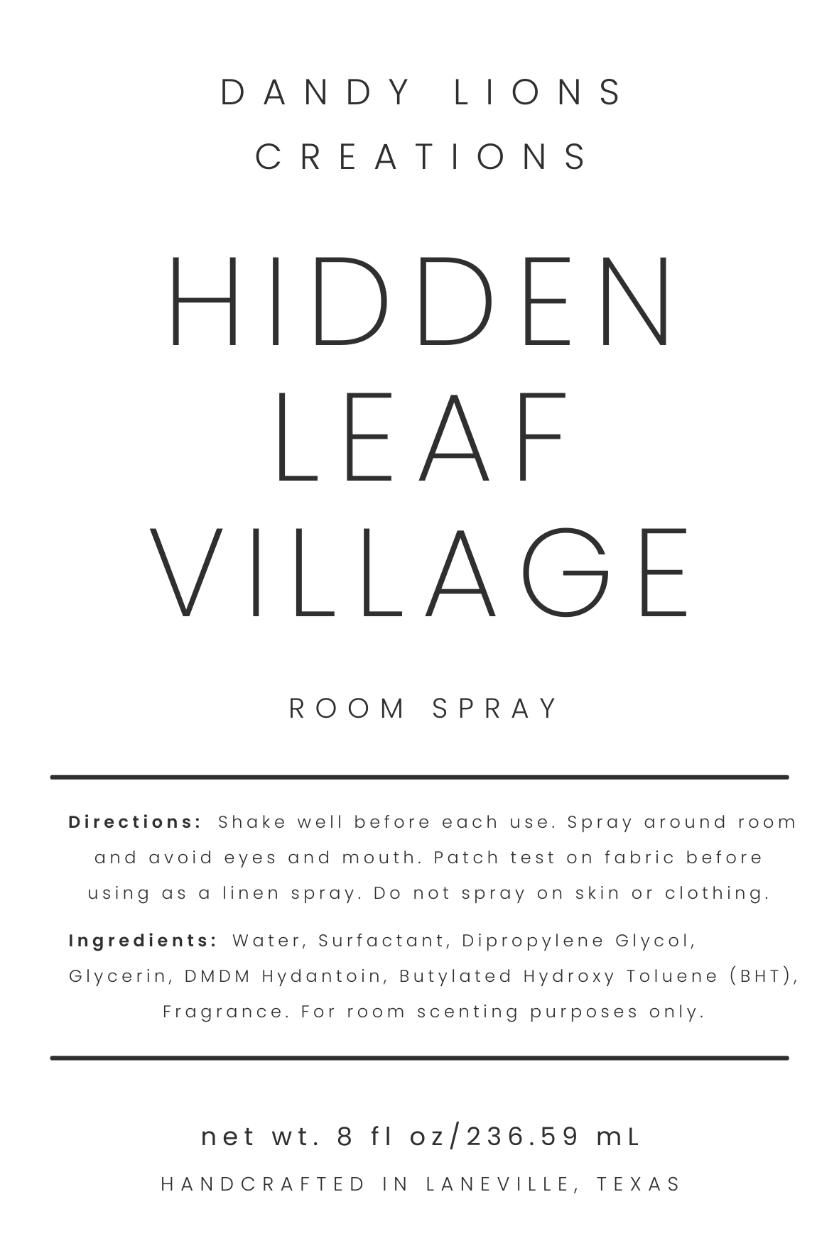 Hidden Village room spray