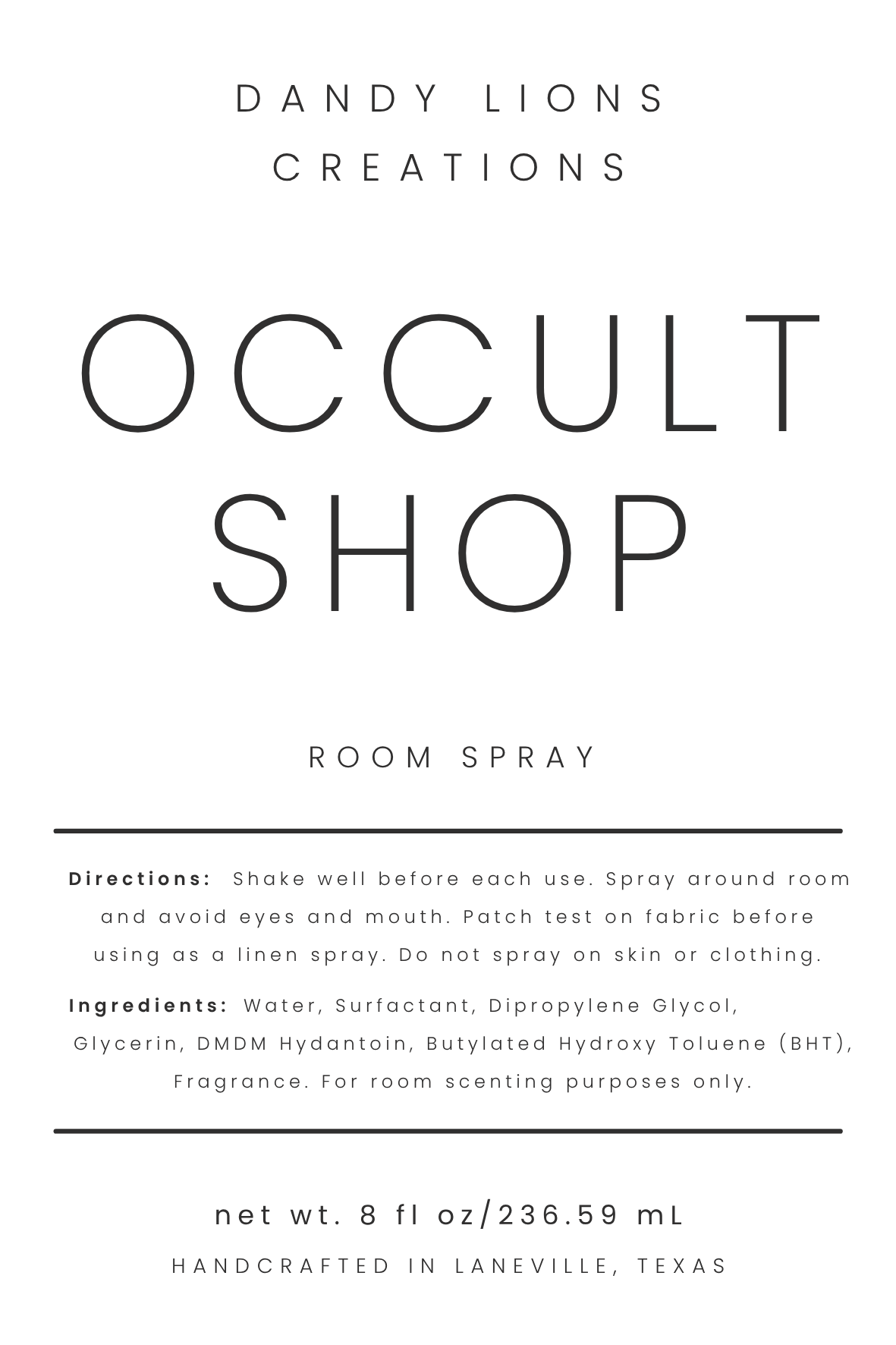 Occult Shop room spray