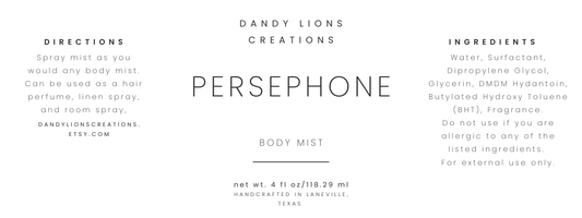 Persephone body mist