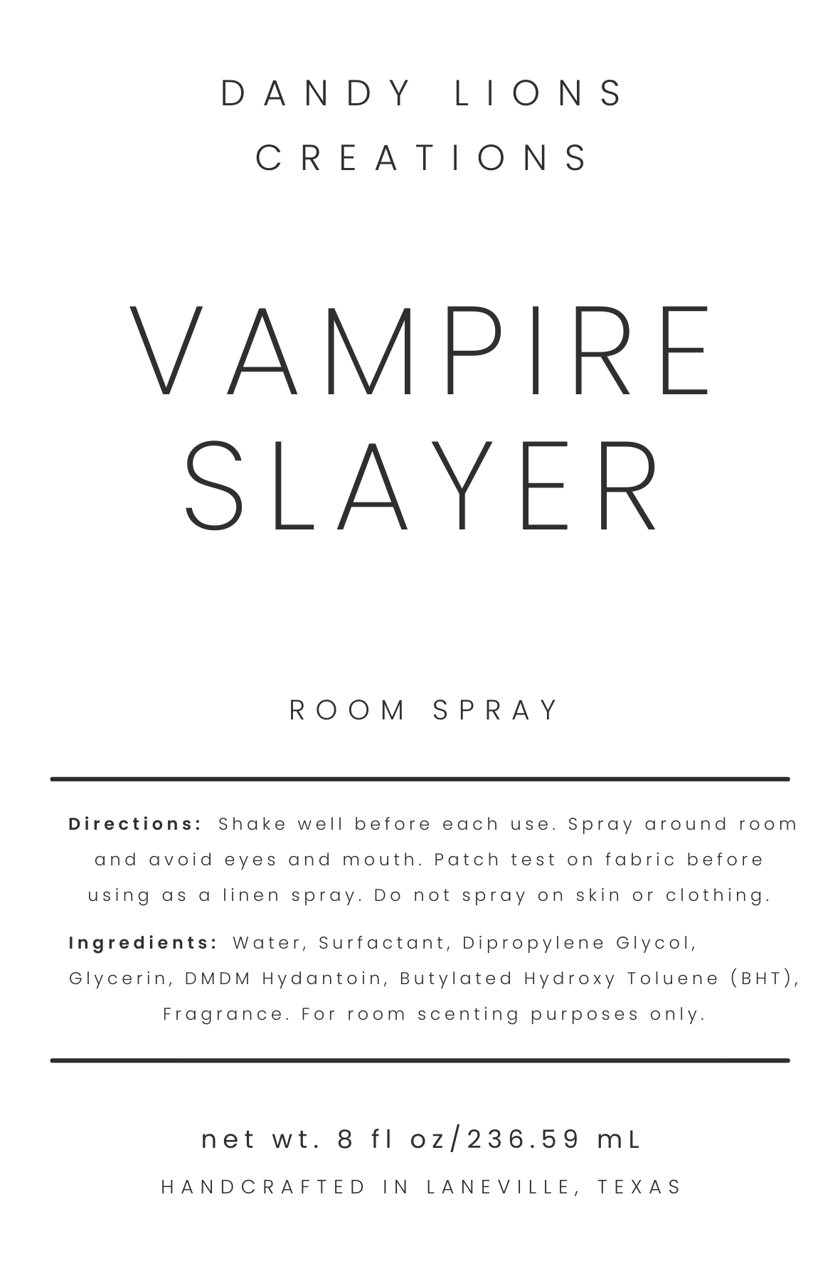 Vampire Slayer room spray