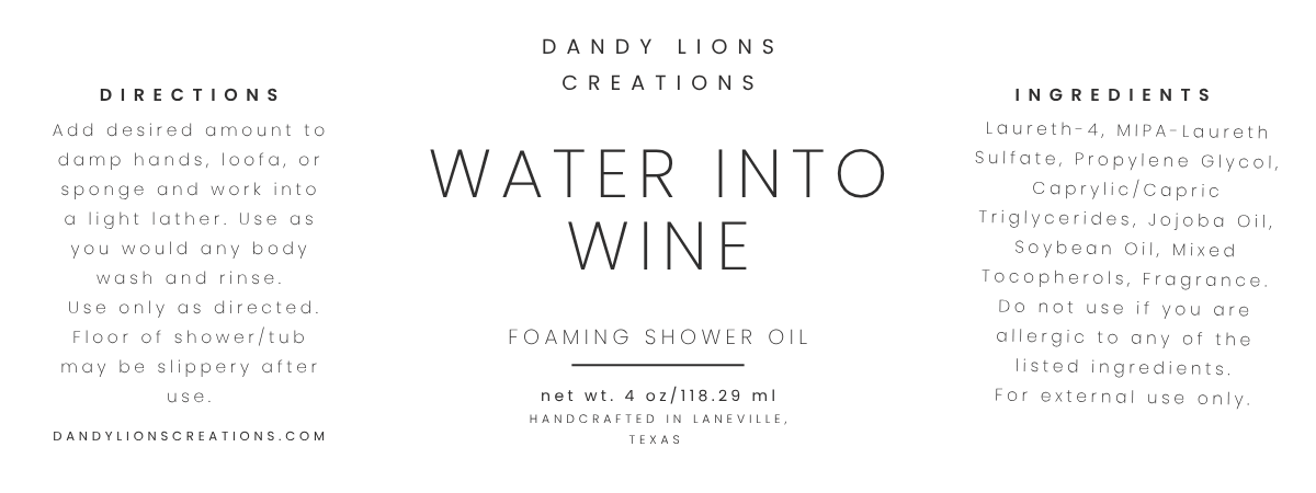 Water into Wine foaming shower oil