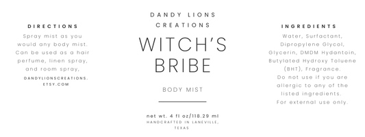 Witch's Bribe body mist