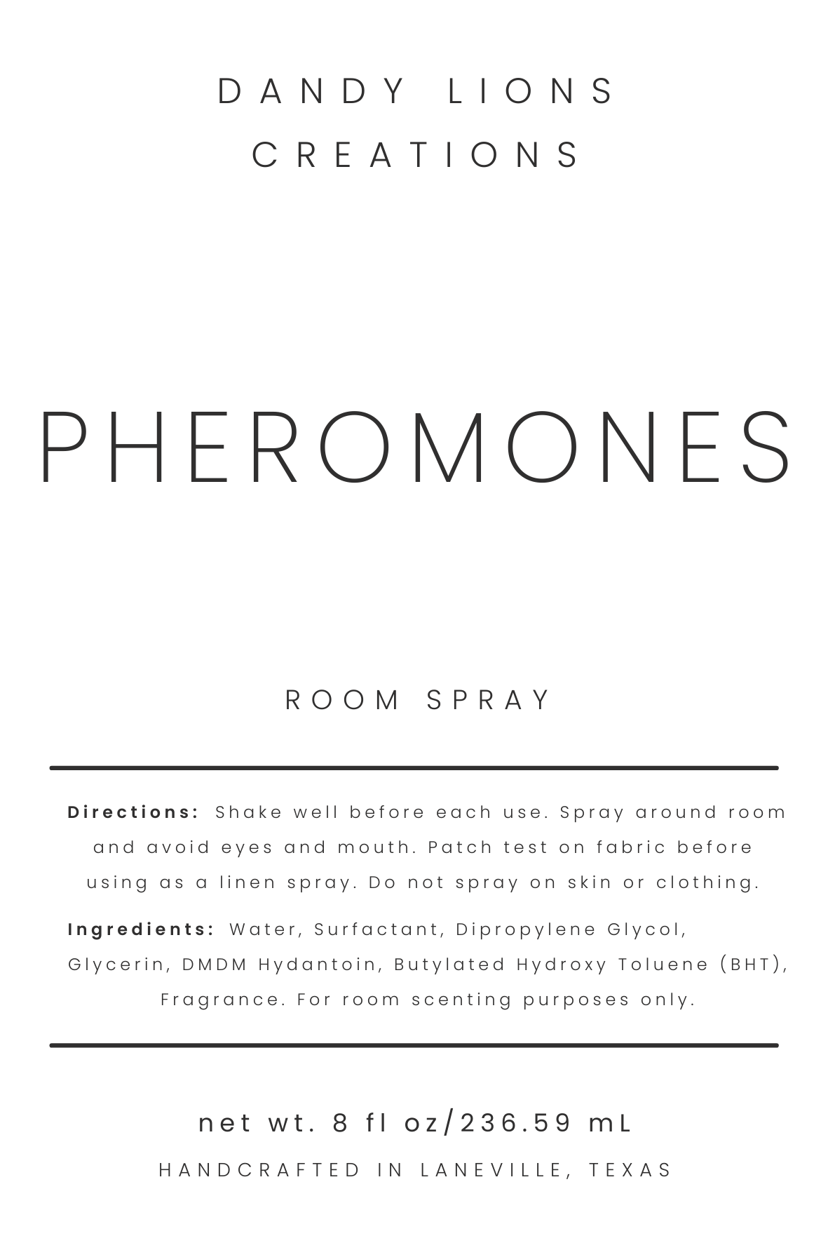 Pheromones room spray *PRE-ORDER*